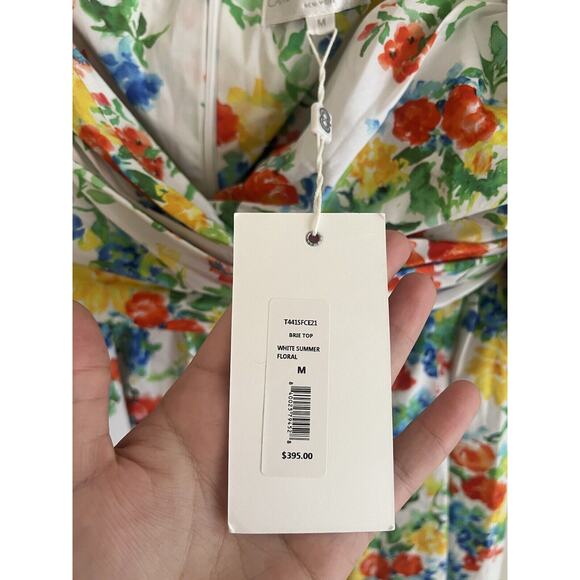 NWT New Caroline Constas Brie Top in White Summer Floral Sz M - Picture 4 of 7